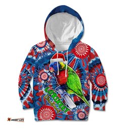 Australia Lorikeet Aboriginal Rainbow Tie Dye Merry Christmas Kid Hoodie