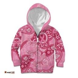 Australia Indigenous Kid Hoodie Breast Cancer Pink Aboriginal Butterfly