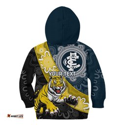 Personalised Richmond And Carlton Football Kid Hoodie Tigers BluesTogether Aboriginal Art