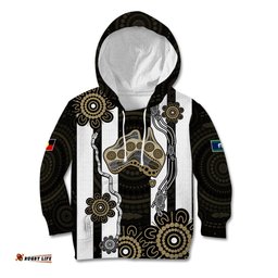 Custom Text And Number NAIDOC Collingwood Football Kid Hoodie Proud To Be Magpies Aboriginal Version
