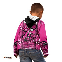 Custom Sydney Sixers Cricket Kid Hoodie Happy Australia Day Aboriginal Art