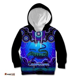 Personalised Australia Capricorn Goanna Zodiac Kid Hoodie Auz Astrology Aboriginal Blue