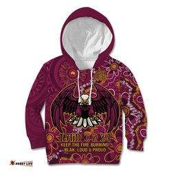 Personalised Sea Eagles NAIDOC Week 2024 Kid Hoodie Aboriginal Fire Burning Sparks