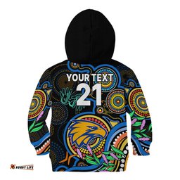 Custom Eagles Football Aboriginal Art Kid Hoodie NAIDOC Indigenous Tribal