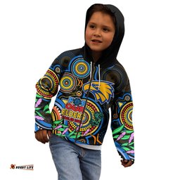 Custom Eagles Football Aboriginal Art Kid Hoodie NAIDOC Indigenous Tribal