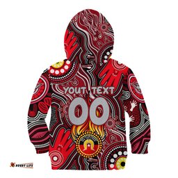 Personalised NAIDOC Week 2024 Essendon Bombers Kid Hoodie Australian Aboriginal Hand Painting