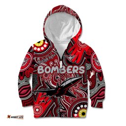 Personalised NAIDOC Week 2024 Essendon Bombers Kid Hoodie Australian Aboriginal Hand Painting