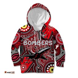 Personalised NAIDOC Week 2024 Essendon Bombers Kid Hoodie Australian Aboriginal Hand Painting