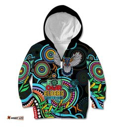 Magpies Football Aboriginal Art Kid Hoodie NAIDOC Indigenous Tribal