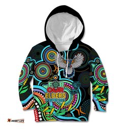 Magpies Football Aboriginal Art Kid Hoodie NAIDOC Indigenous Tribal