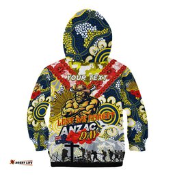 Personalised Cowboys ANZAC Day Kid Hoodie Aboriginal Rising Sun