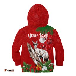 Personalised Kangaroo Lover Kid Hoodie Australia Merry Christmas Aboriginal