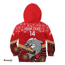 Custom Dolphins Rugby Christmas Kid Hoodie Merry Xmas 2023 Mix Aboriginal Art