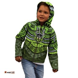 Custom Raiders Rugby Kid Hoodie Polynesian and Aboriginal Special Version