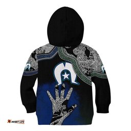 Black And White Aboriginal - Torres Strait Islanders Flag Kid Hoodie TS04