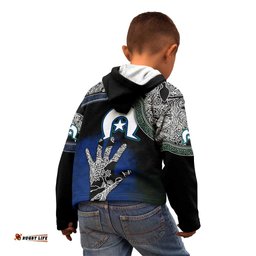 Black And White Aboriginal - Torres Strait Islanders Flag Kid Hoodie TS04