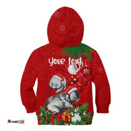 Personalised Wombat Lover Kid Hoodie Australia Merry Christmas Aboriginal