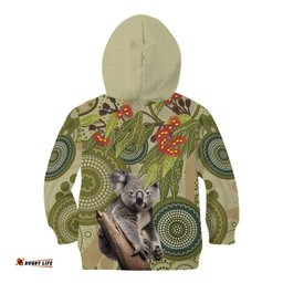 Aboriginal Koala Art Painting With Gum Blossom Kid Hoodie