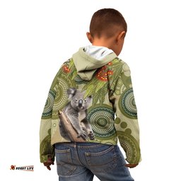 Aboriginal Koala Art Painting With Gum Blossom Kid Hoodie