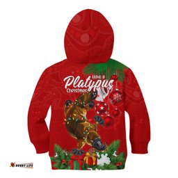 Platypus Lover Kid Hoodie Australia Merry Christmas Aboriginal