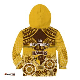 Hawthorn Football Kid Hoodie Hawks Aboriginal Mix Polynesian Pattern