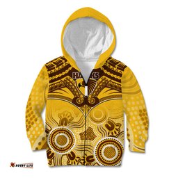 Hawthorn Football Kid Hoodie Hawks Aboriginal Mix Polynesian Pattern