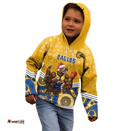 Custom Eagles Football Christmas Kid Hoodie Merry Xmas 2023 Mix Aboriginal Art