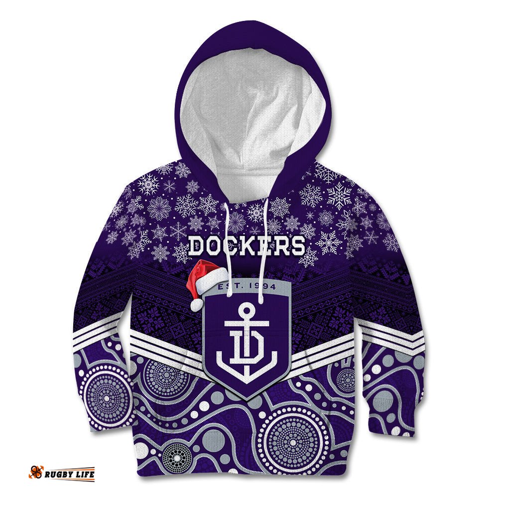 Custom Dockers Football Christmas Kid Hoodie Merry Xmas 2023 Mix Aboriginal Art