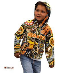 Personalised NAIDOC Week 2024 GWS Giants Kid Hoodie Australian Aboriginal Hand Painting