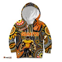 Personalised NAIDOC Week 2024 GWS Giants Kid Hoodie Australian Aboriginal Hand Painting