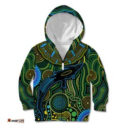 Aboriginal Green - Crocodine Abstract Art Pattern Kid Hoodie TS04