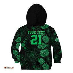 Stars Cricket Never Forget Custom Kid Hoodie ANZAC Day with Poppy Aboriginal