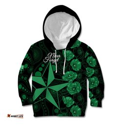 Stars Cricket Never Forget Custom Kid Hoodie ANZAC Day with Poppy Aboriginal