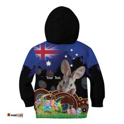Personalised Australia Easter Day Kid Hoodie Aussie Bilby Aboriginal Art