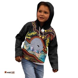 Australia Possum Kid Hoodie Aboriginal Art Mix Aussie Opal