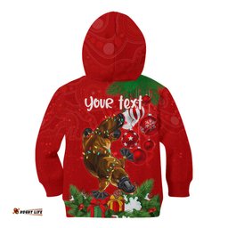 Personalised Platypus Lover Kid Hoodie Australia Merry Christmas Aboriginal