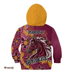 Personalised Broncos NAIDOC Week 2024 Kid Hoodie Aboriginal Fire Burning Sparks