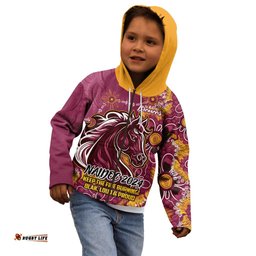 Personalised Broncos NAIDOC Week 2024 Kid Hoodie Aboriginal Fire Burning Sparks