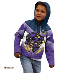 Personalised Storm Rugby 2024 Kid Hoodie Mascot With Trophy Go Champions Aboriginal Art