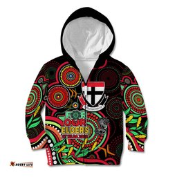 St Kilda Football Aboriginal Art Kid Hoodie NAIDOC Indigenous Tribal