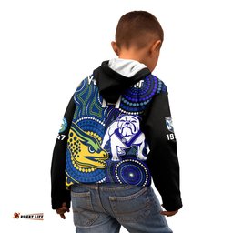 Personalised Bulldogs Mix Parramatta Eels Rugby Kid Hoodie Aboriginal Version