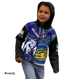 Personalised Bulldogs Mix Parramatta Eels Rugby Kid Hoodie Aboriginal Version
