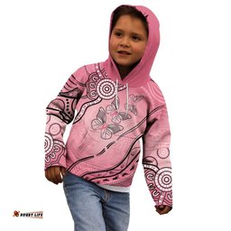 Pink Aboriginal Butterfly Ribbon Cancer Kid Hoodie