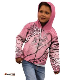 Pink Aboriginal Butterfly Ribbon Cancer Kid Hoodie