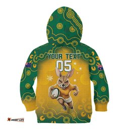 Custom Australia Rugby 2024 Kid Hoodie Go Wallabies Aboriginal Pattern