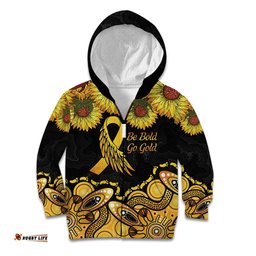 Be Bold Go Gold Aboriginal Ribbon Childhood Personalised Kid Hoodie
