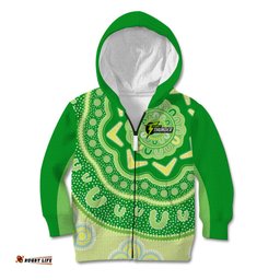 Custom BBL Thunder Cricket Kid Hoodie 2024 Aboriginal Art