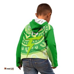 Custom BBL Thunder Cricket Kid Hoodie 2024 Aboriginal Art