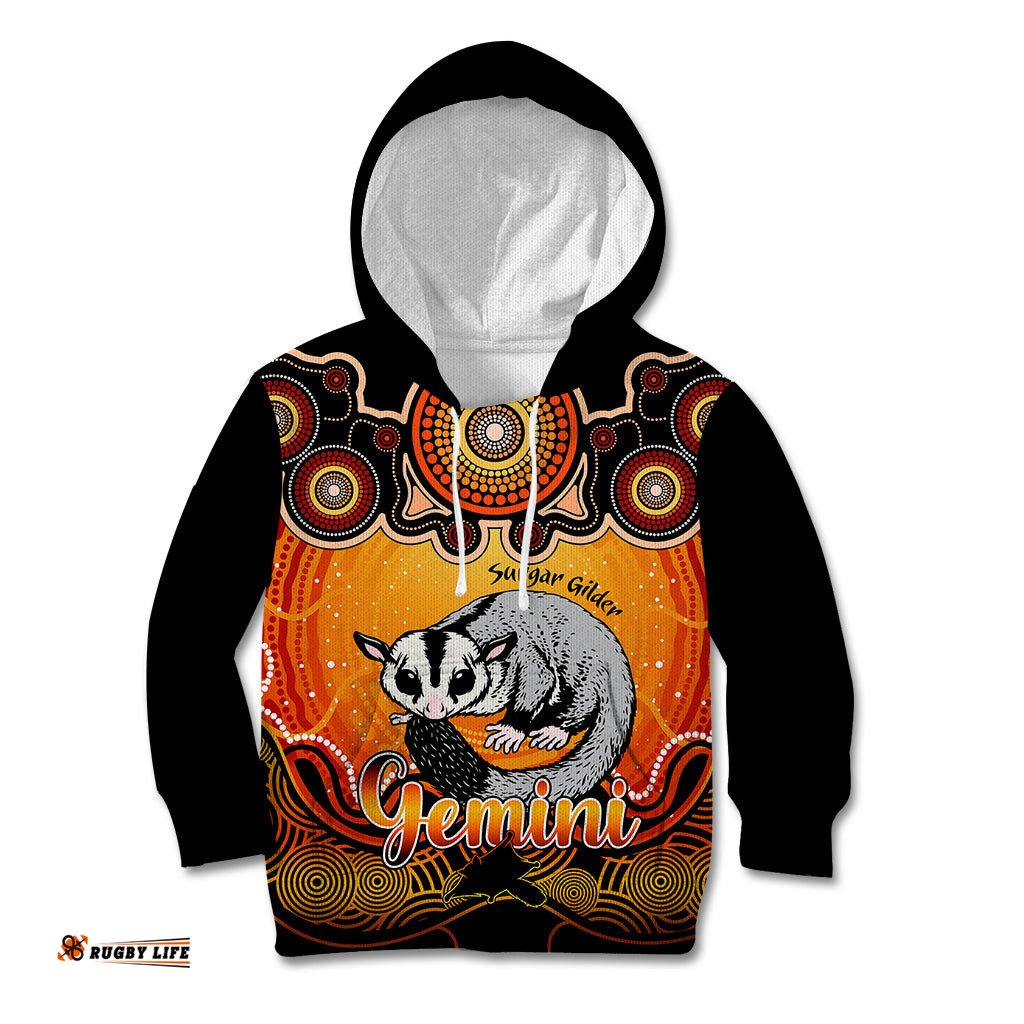 Personalised Australia Gemini Sugar Gilder Zodiac Kid Hoodie Auz Astrology Aboriginal Red