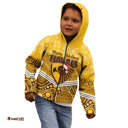 Custom Hawthorn Football Christmas Kid Hoodie Merry Xmas 2023 Mix Aboriginal Art